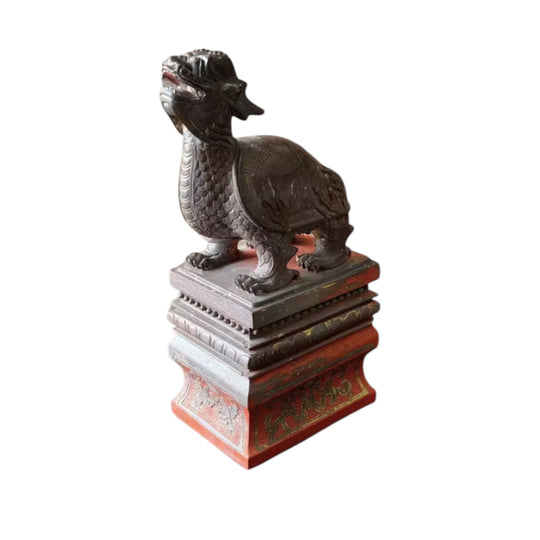 Chinese carved Serpentine Lónggui dragon-turtle, Qing Dynasty, 19th c.