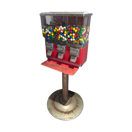 Candy King Triple Gum Ball Machine on Stand Vintage