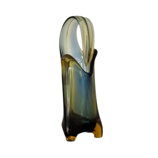Vintage Murano Sommerso Glass Flower Basket Vase