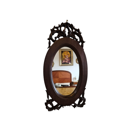 Beautiful Jarrah Carved Oval Wall Mirror