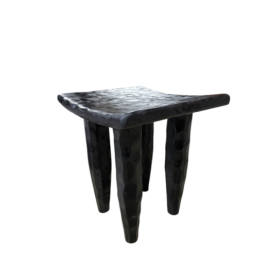 Hinoki black timber stool, Japanese inspired reclaimed wood side table