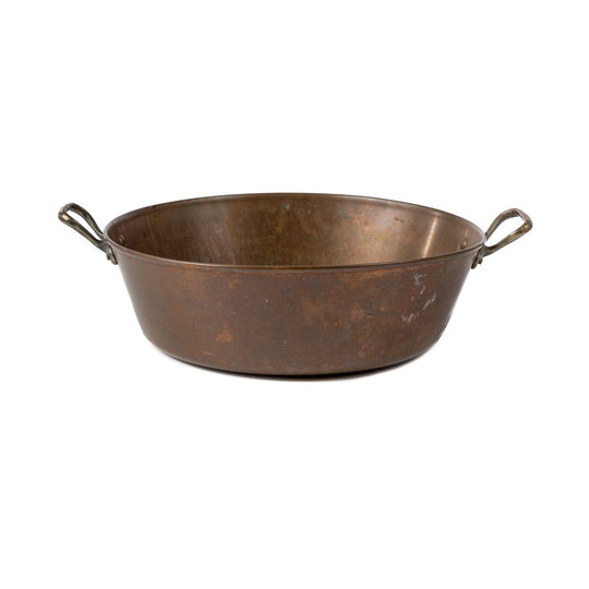 Antique French copper jam basin with twin handle from The French Alps
