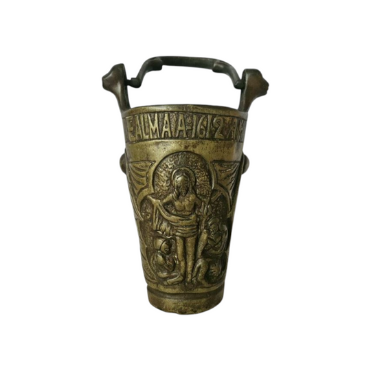 Rare Antique French Bronze Church Holy Water Vessel Bucket Situla 1800's
