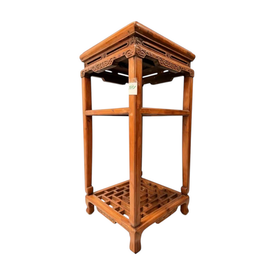 1665: Antique Chinese Square Wooden Pedestal Table