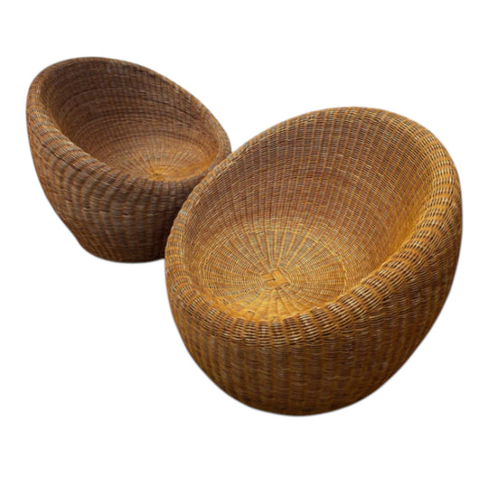 Pair of Vintage Rattan Lounge Chairs