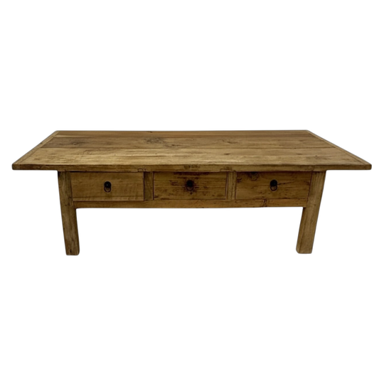 Chinese Low Elm Coffee Table With Three Drawers | 150x60x46cm