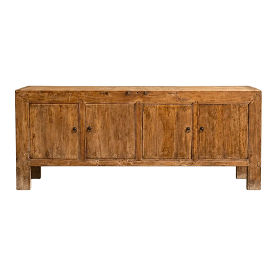 Antique Elmwood Four Door Sideboard